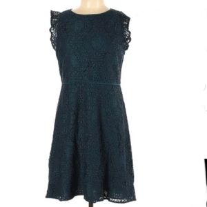 LOFT Teal Lace Eyelet Dress